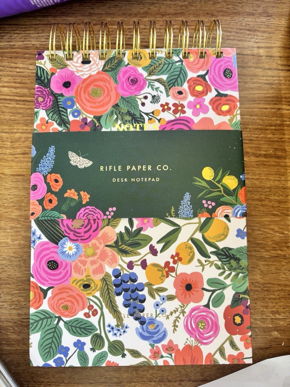Rifle Paper Co Garden Party Hard Cover Notebook Large Spiral Flip Top Steno NEW